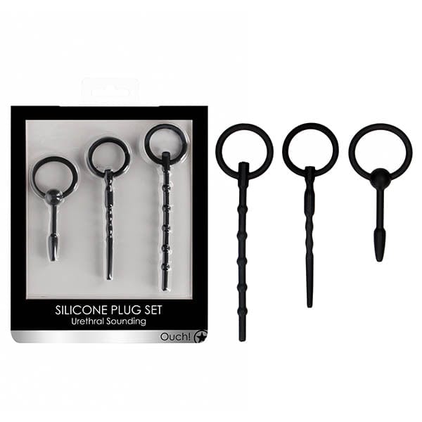 Ouch Urethral Sounding Plug Set Black Set of 3 Sizes > Sex Toys For Men > Sounding Rods