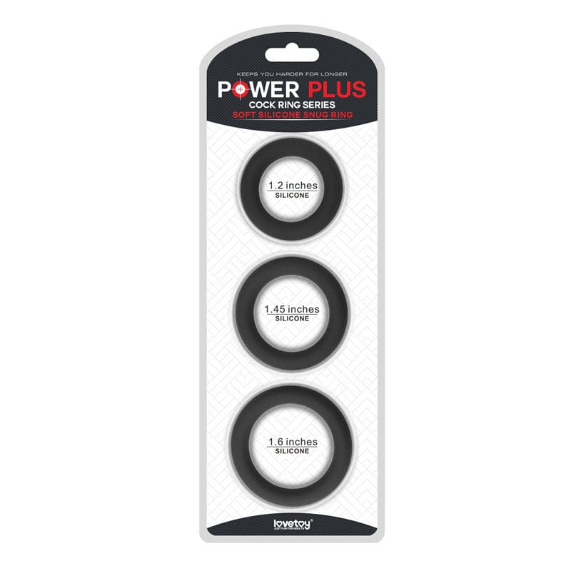 Power Plus Soft Silicone Snug Ring Set of 3 Cock Rings for Enhanced Intimacy Black COCK RING Set