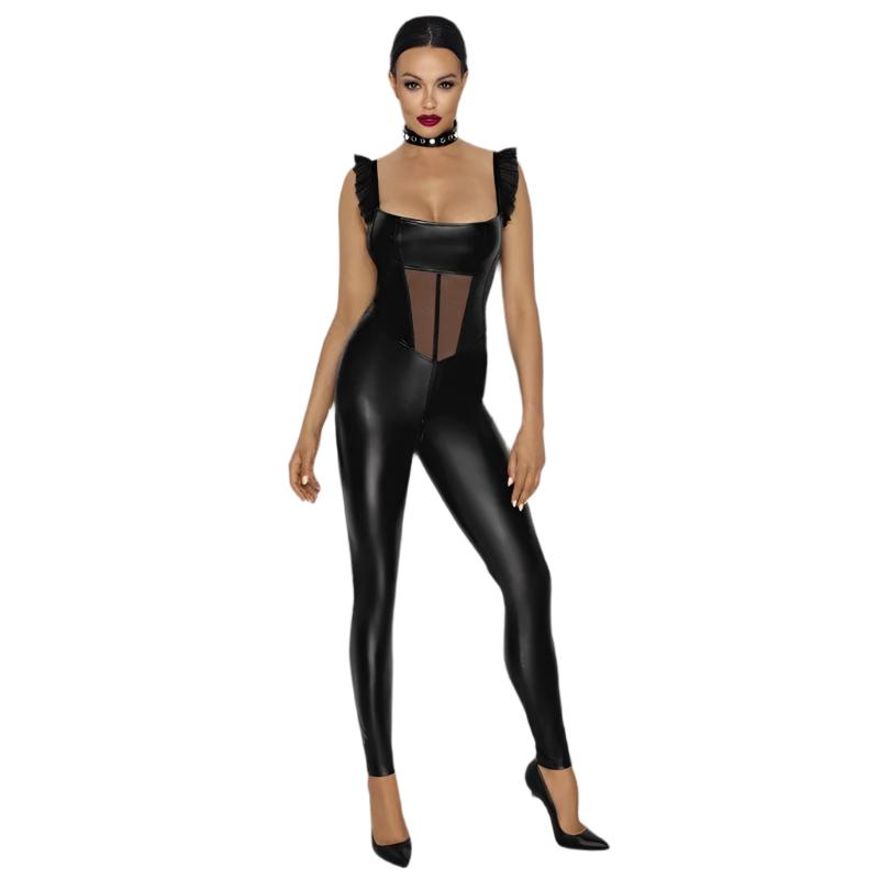 Power Wetlook Overall with Tulle Panel > Clothes > Womens Latex