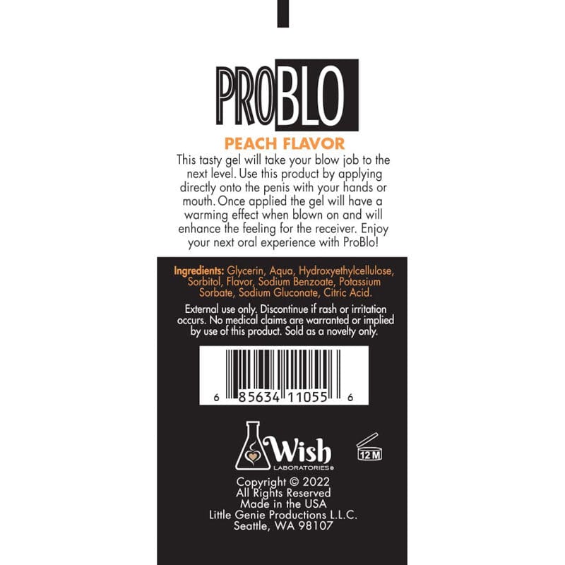 ProBlo Oral Pleasure Gel Peach Flavoured Blowjob Gel 29ml Tube Secondary image