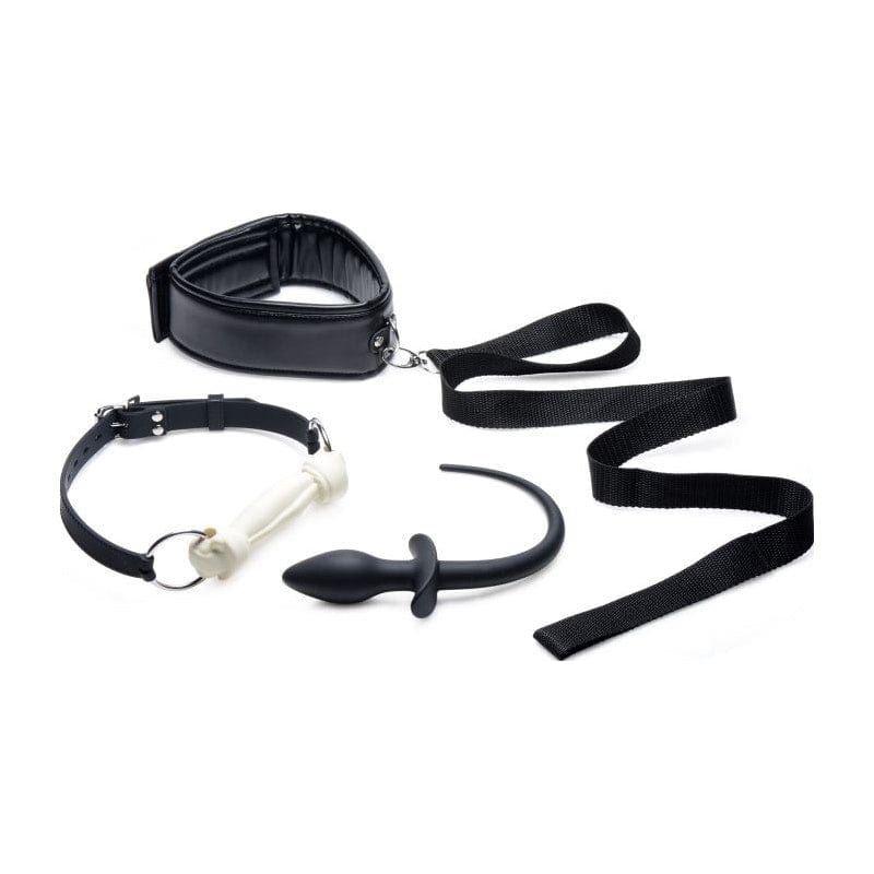Puppy Play Set Including Gag Plug and Collar in Black Secondary image