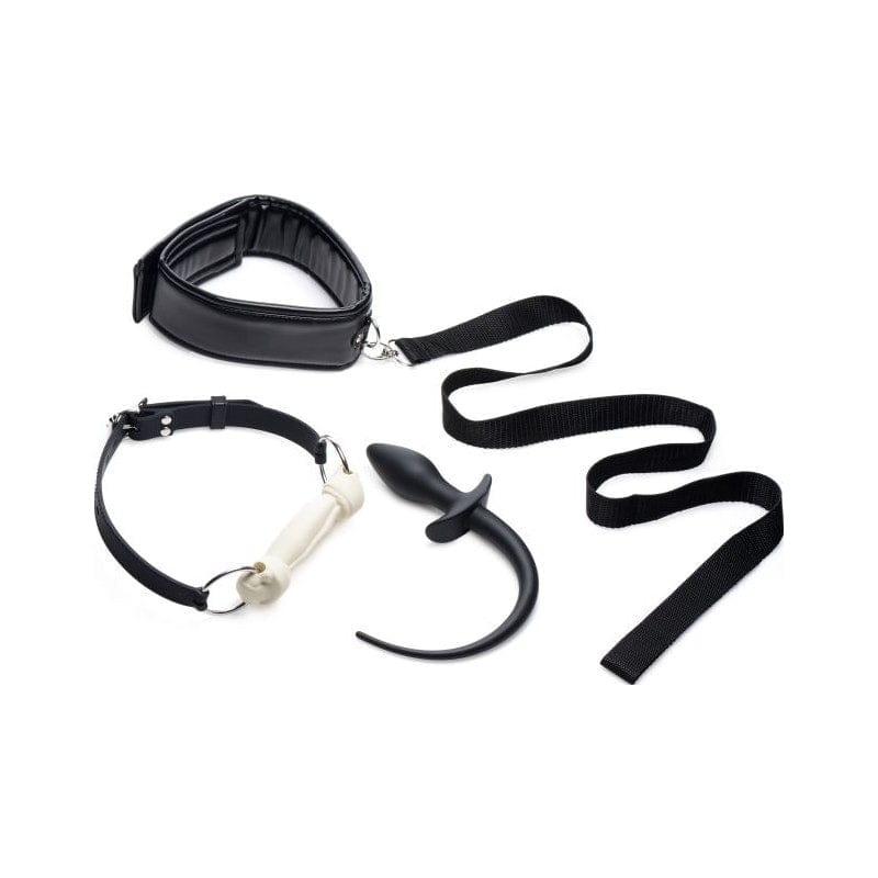 Puppy Play Set Including Gag Plug and Collar in Black > Bondage Gear > Bondage Kits