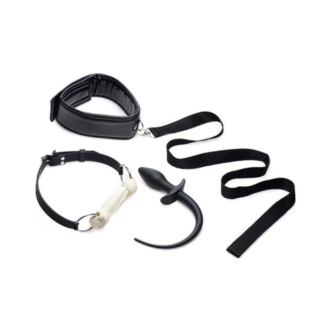 Puppy Play Set Including Gag Plug and Collar in Black > Bondage Gear > Bondage Kits