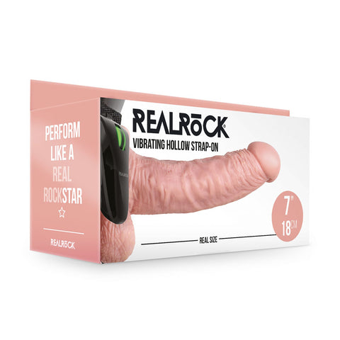 Realrock Vibrating Hollow Strap-On With Balls 18cm Flesh STRAP-ONS