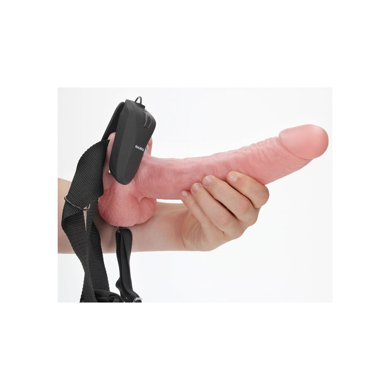 Realrock Vibrating Hollow Strapon with Balls 23cm 9" Inch > Dildos > Hollow Strap Ons