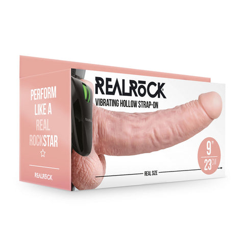 Realrock Vibrating Hollow Strapon with Balls 23cm Flesh STRAP-ONS