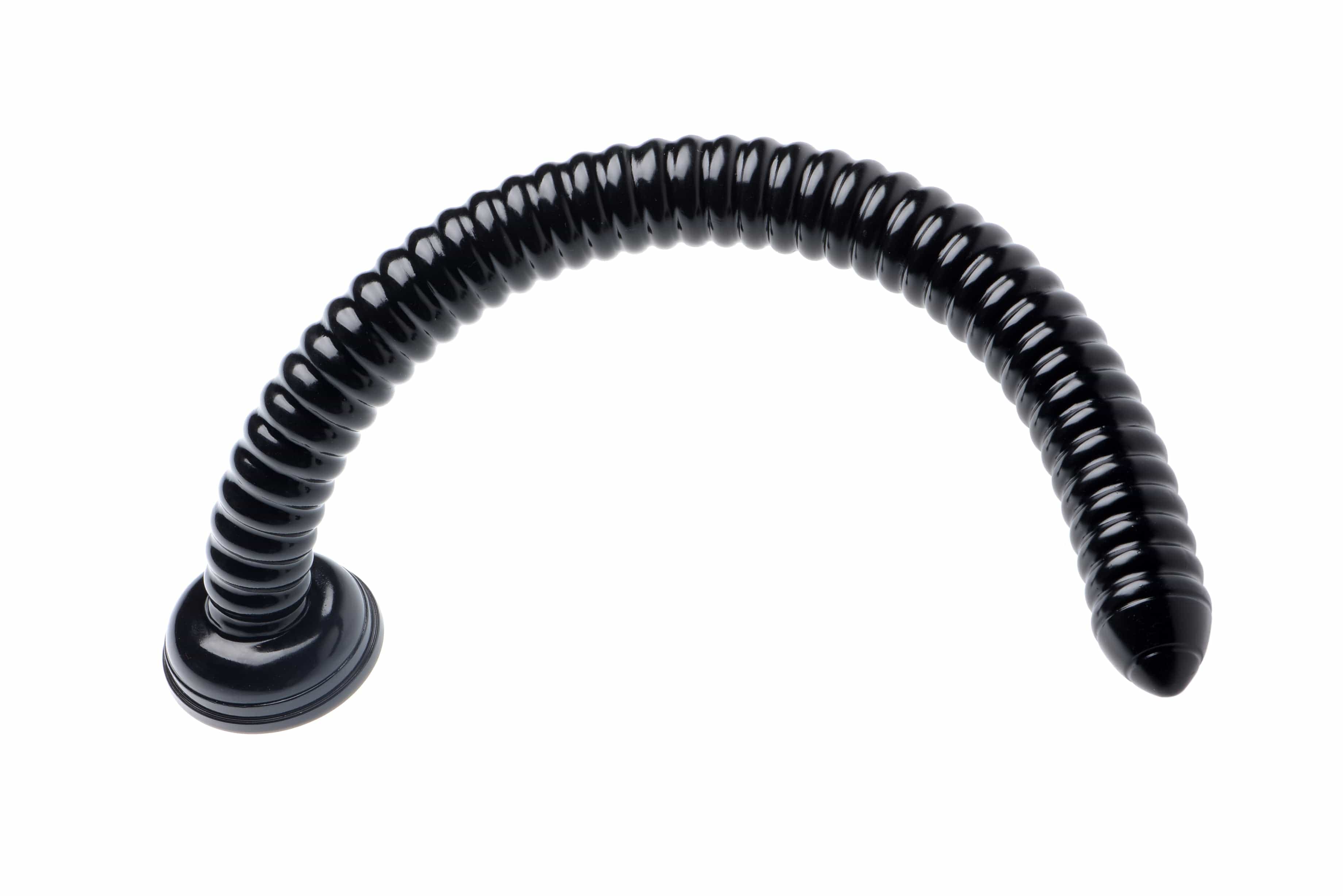 Ribbed Hose 19 Inch Flexible Dong with Suction Cup Base Double Dongs