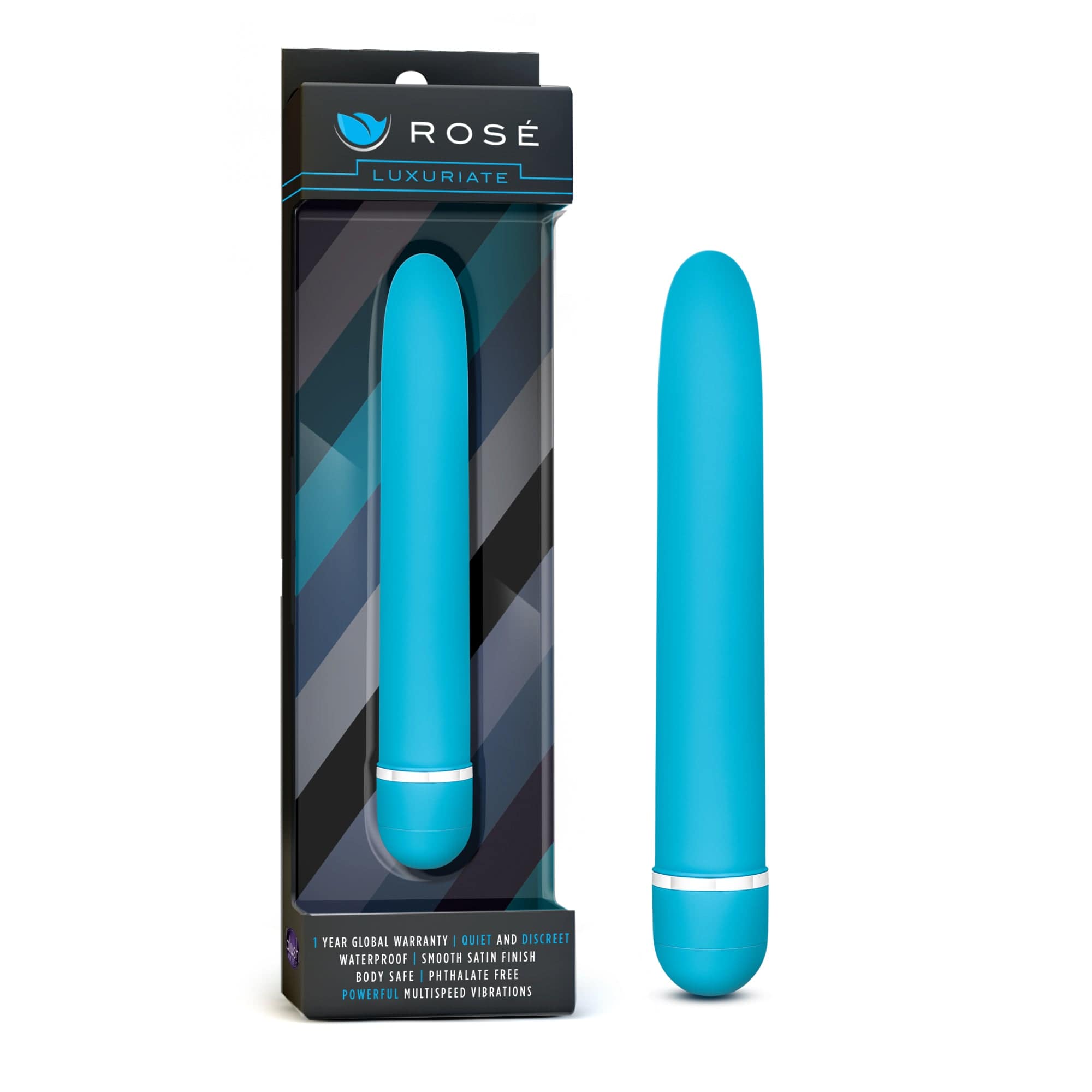 Rose Luxuriate Blue 7 Inch Vibrator with Satin Finish Secondary image