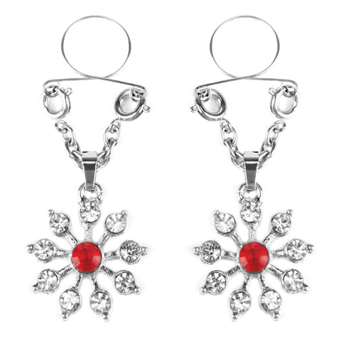 Ruby and Diamond Star Nipple Jewellery with Adjustable Rings Red Nipple Clips