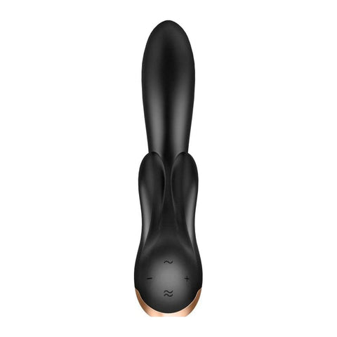Satisfyer Double Flex App Rabbit Vibrator Black 8 Inch VIBRATORS-RABBIT