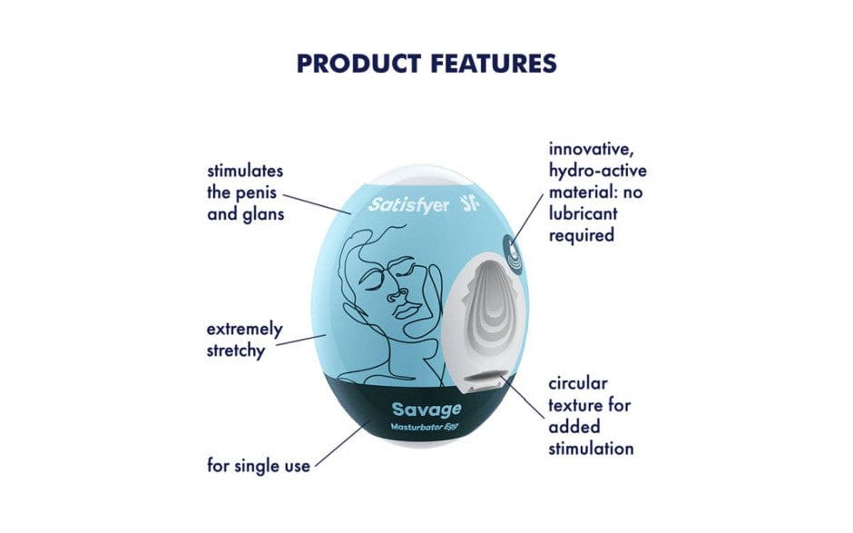Satisfyer Masturbator Egg Savage Compact Pleasure Toy Strokers - Cup|Egg