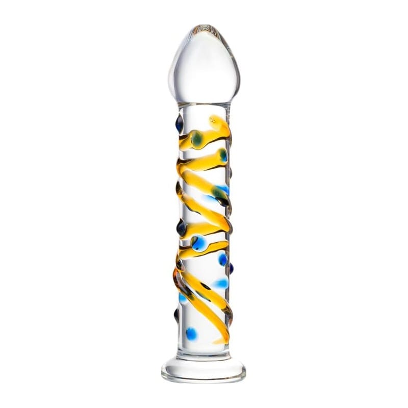 Sexus Glass Dildo Yellow 17.2 Centimeters Body Safe Adult Toy DONGS Glass