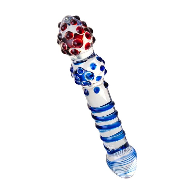 Sexus Glass Dildo in Blue and Red 20.5cm Elegant > Glass > Dildos
