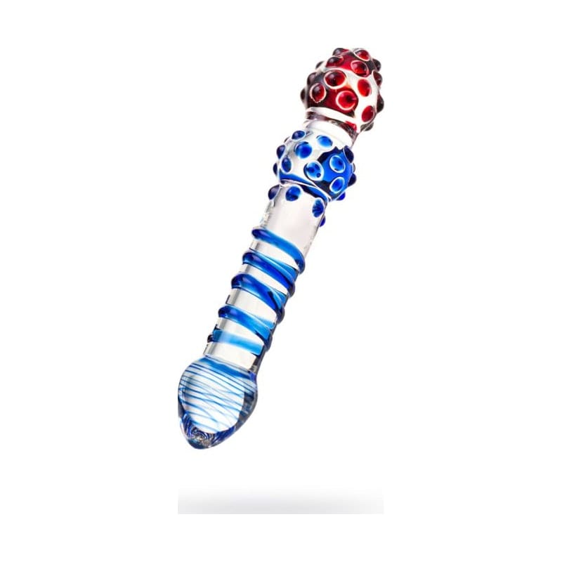 Sexus Glass Dildo in Blue and Red 20.5cm Elegant Adult Toy DONGS Glass