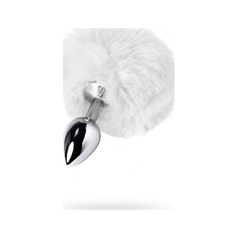 Silver Metal Anal Plug Small with White Faux Fur Tail > Anal Range > Tail Butt Plugs Main image