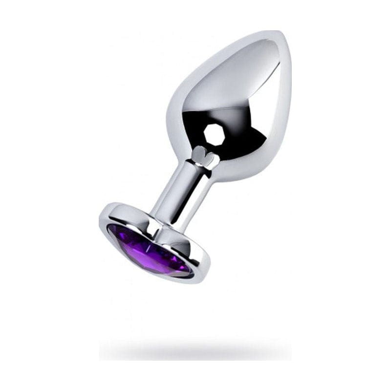 Silver Metal Anal Plug with Amethyst Heart Crystal Medium > Anal Range > Jewel Butt Plugs Main image