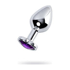 Silver Metal Anal Plug with Amethyst Heart Crystal Medium > Anal Range > Jewel Butt Plugs