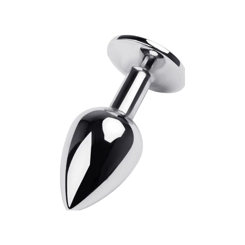 Silver Metal Anal Plug with Black Gem Small Secondary image