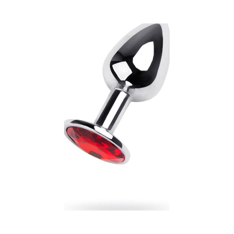 Silver Metal Anal Plug with Red Ruby Gem Small > Anal Range > Jewel Butt Plugs Main image