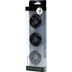 Sport Fucker Rubber Cockring 3 Pk Black - Stretchable Size > Cock Ring > Single