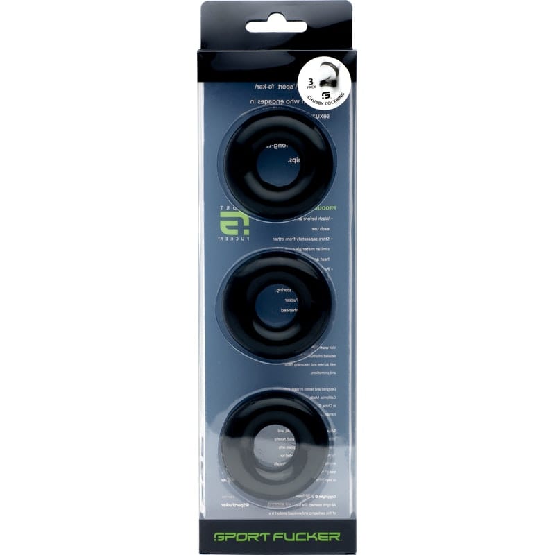 Sport Fucker Rubber Cockring 3 Pk Black - Stretchable Size Secondary image