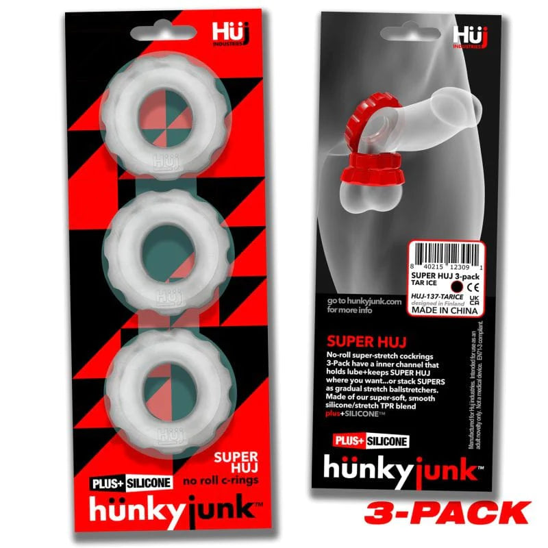 Super Hunkyjunk Three Piece Cockrings Clear Ice > Cock Ring > Sets Main image