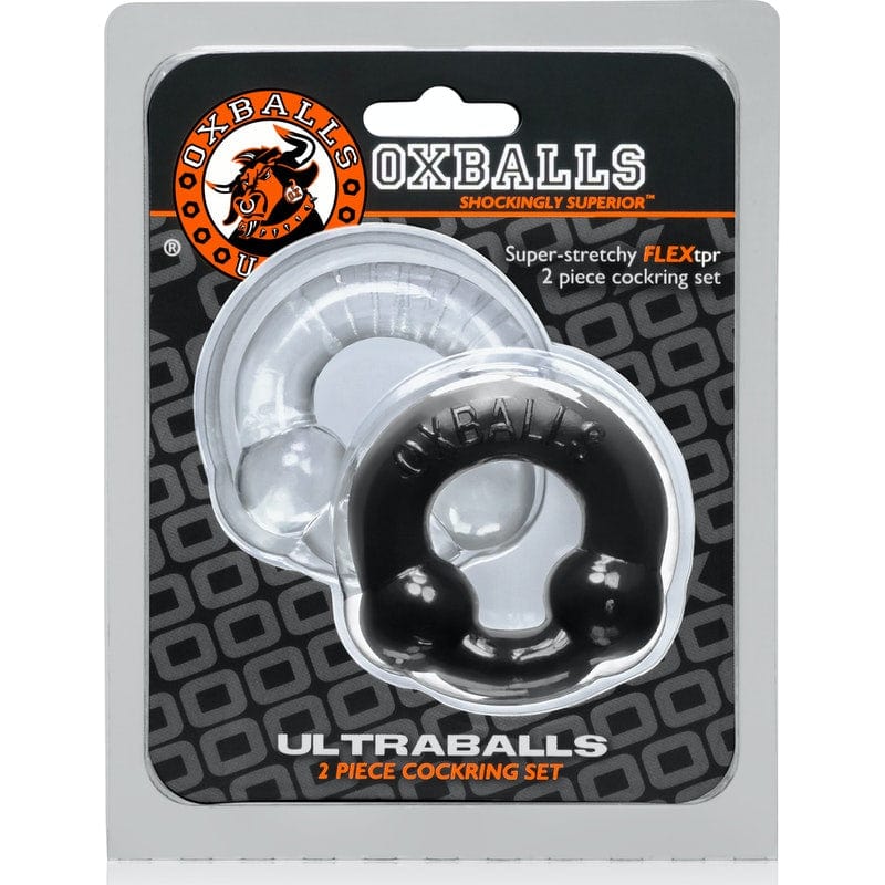 Ultraballs 2 Pack Cockring Black and Clear > Cock Ring > Sets