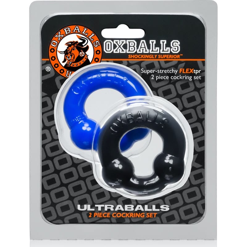 Ultraballs 2 Pack Cockring Black and Police Blue > Cock Ring > Sets
