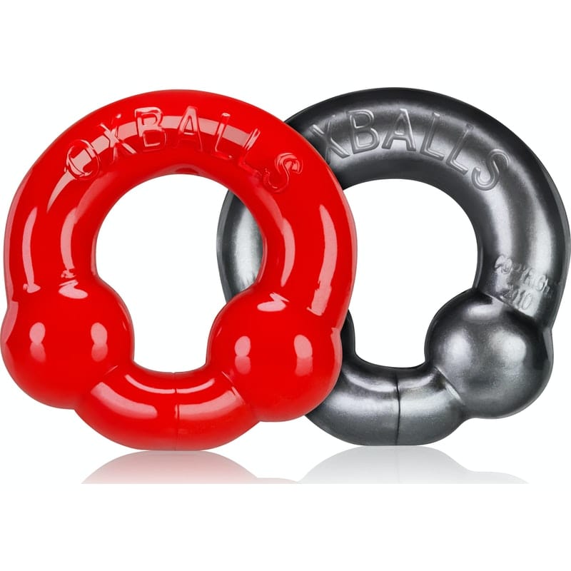Ultraballs 2 Pack Cockring Steel and Red > Cock Ring > Sets Main image