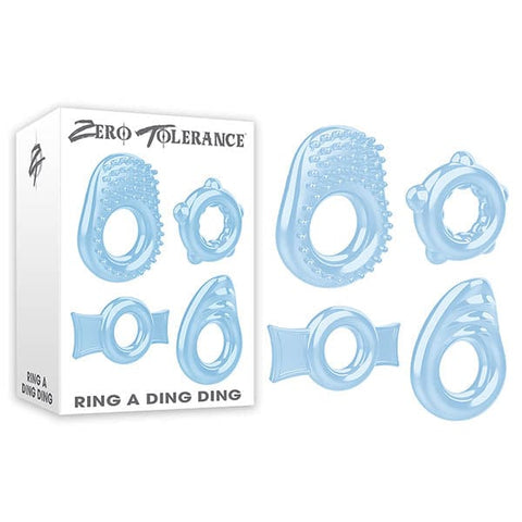 Zero Tolerance Ring A Ding Ding Clear Cock Rings Set of Four Blue COCK RING Set