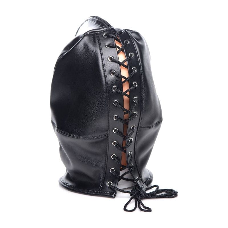Zip Front Bondage Hood in Black Blindfold