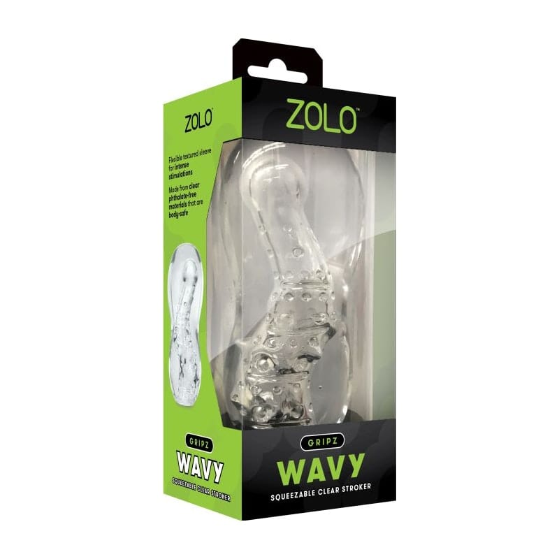 Zolo Gripz Wavy Clear – Squeezable Stroker Secondary image