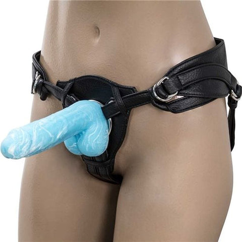 Luke 7.5 Inch Glow in the Dark Dildo with Balls Blue DONGS