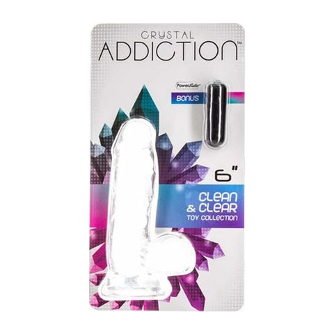 Crystal Dildo with Balls 6 Inch Clear TPE DONGS