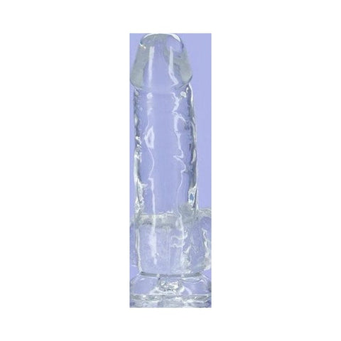 Crystal Dildo with Balls 6 Inch Clear TPE DONGS