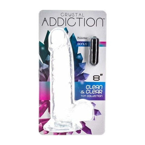 Crystal Dildo with Balls 8 Inch Clear Adult Sex Toy DONGS