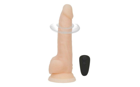 Rotating 8 Inch Vibrating Dildo with Remote in Vanilla DONGS Vibrating
