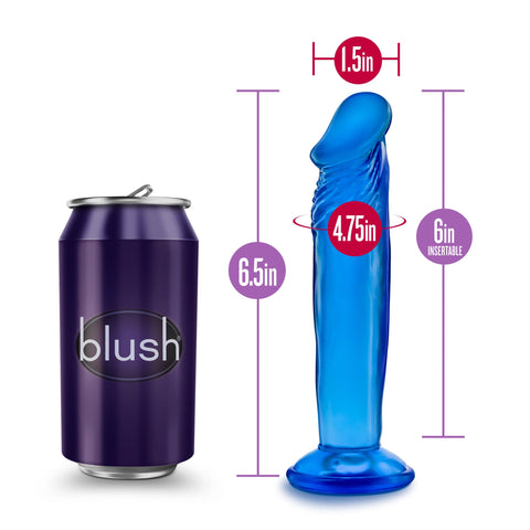 B Yours Sweet N Small 6in Blue Realistic Dildo with Suction Cup DONGS