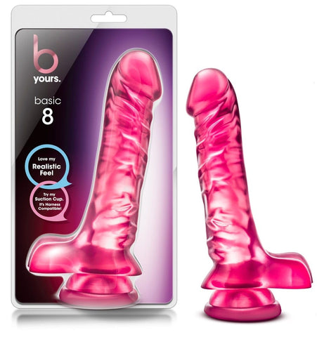 B Yours Basic 8 Pink Realistic Dildo with Suction Cup Pink DONGS