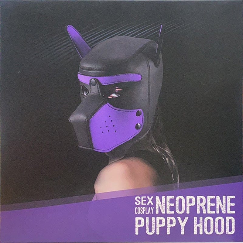 Puppy Play Mask in Purple Neoprene Rubber with Detachable Nose and Ears > Bondage Gear > Masks