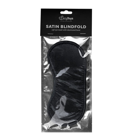 Black Satin Eye Mask for Sensory Deprivation and Intimacy Blindfold