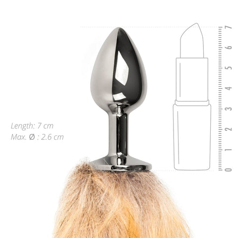 Fox Tail No 1 Silver Plug with Faux Fur Tail and Aluminum Butt Plug Tails