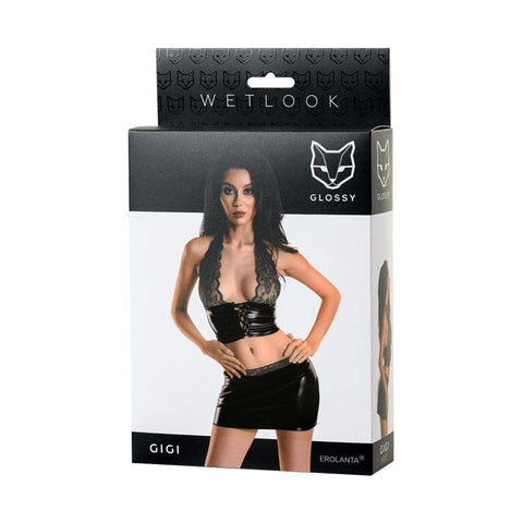 Glossy Wetlook Lingerie Set Gigi Black Stylish Comfortable Fit Lingerie Sets