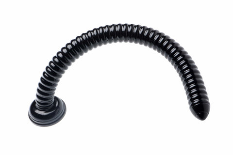 Ribbed Hose 19 Inch Flexible Dong with Suction Cup Base Double Dongs