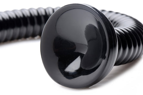 Ribbed Hose 19 Inch Flexible Dong with Suction Cup Base Double Dongs