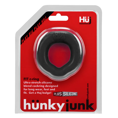 FIT Ergo Long-Wear Cock-ring by Hunkyjunk - Tar - Ultra Stretch Cockrings