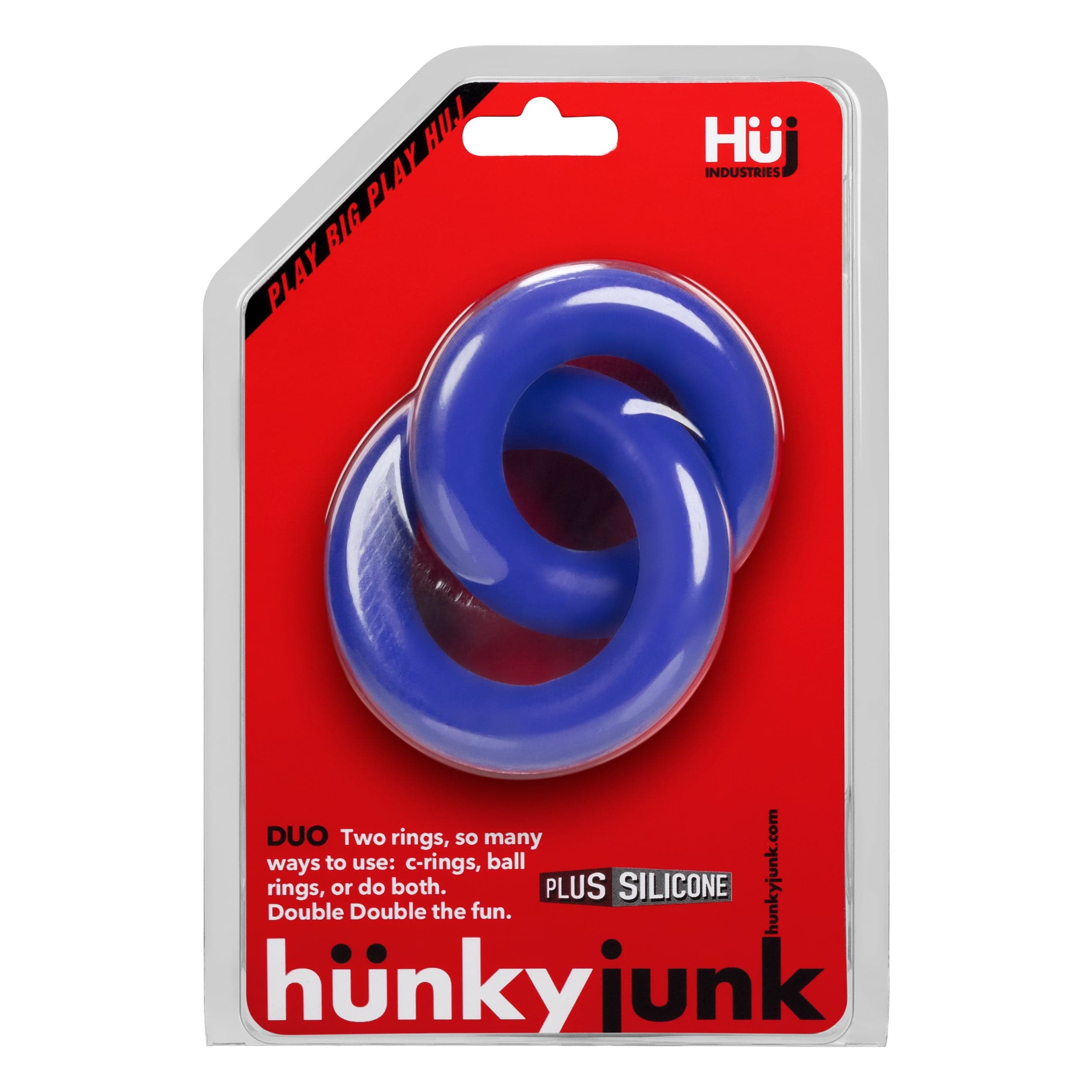 Duo Linked Cock and Ball Rings by Hunkyjunk Cobalt COCK RING Set
