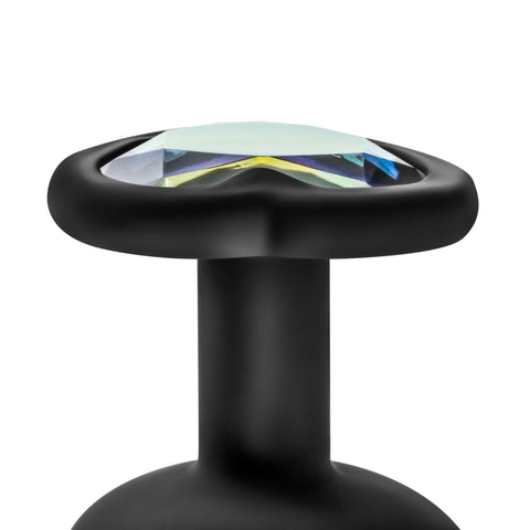 Luxe Bling Plugs Training Kit Black With Rainbow Gems 3 Sizes Butt Plugs