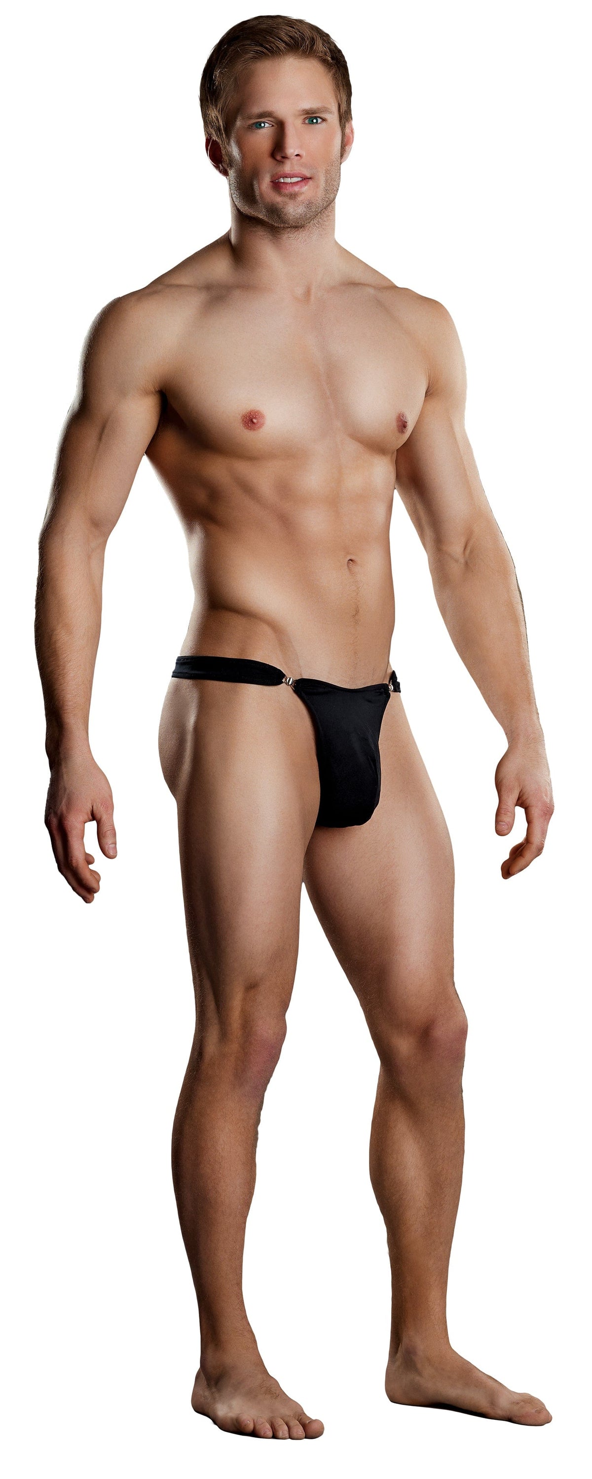 Male Power Bong Clip Thong for Men with Stretchy Spandex Black Mens G-Strings
