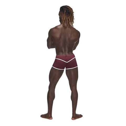 Male Power Sport Mesh Mini Shorts in Burgundy for Men Mens Trunks
